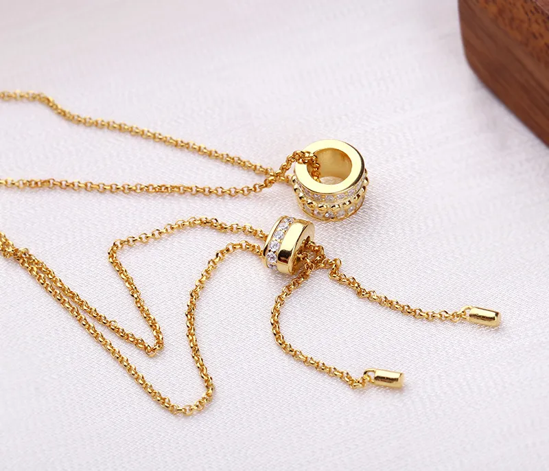 Collier La Belle Epoque en Argent Sterling Couleur Or Jaune avec Mini Créole Annea Micro Zircone Cubique Femme_voghion.com
