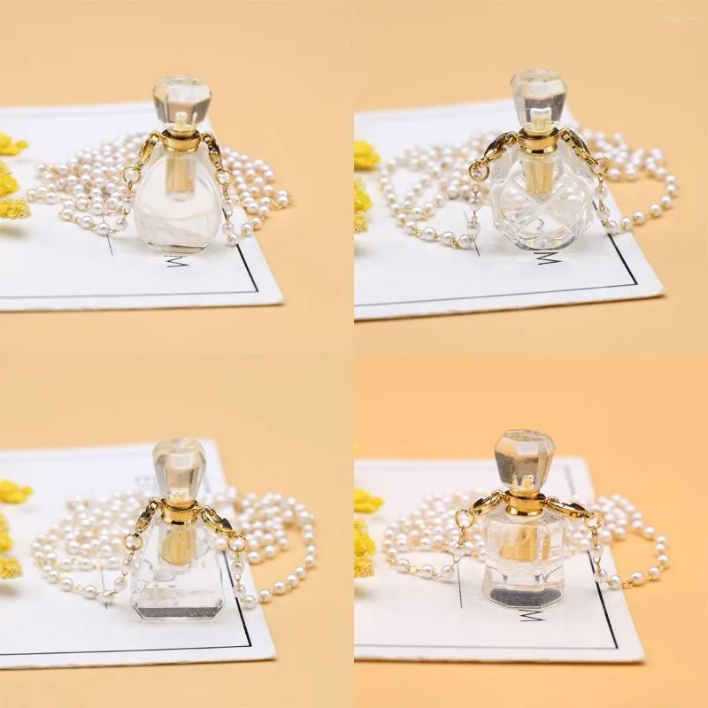 Pendant Necklaces Natural Stone Perfume Bottle Necklace Clear Quartz Essential Oil Diffuser Vial Crystal Jewelry Gifts_voghion.com