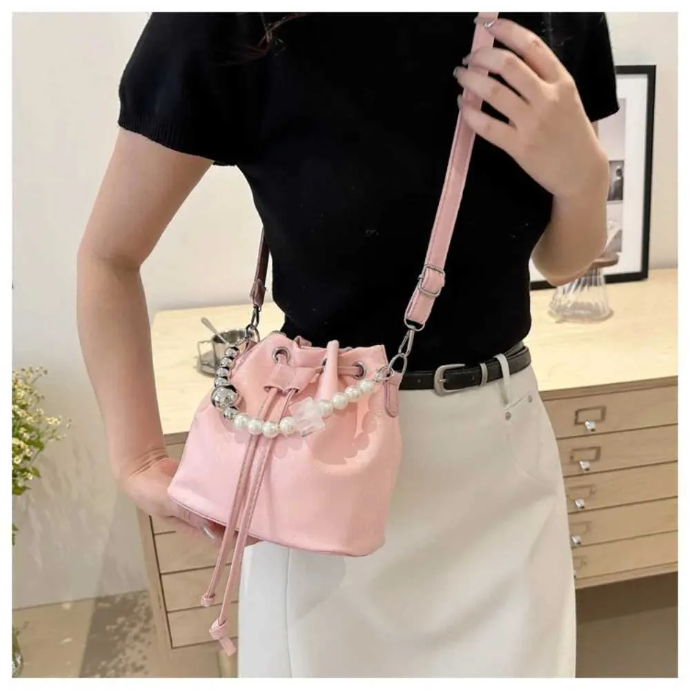 New Casual PU Cross Body Bead Handle Adjustable Strap Single Shoulder Bag Belt Drstring Design Durable Lady Ba241214_voghion.com