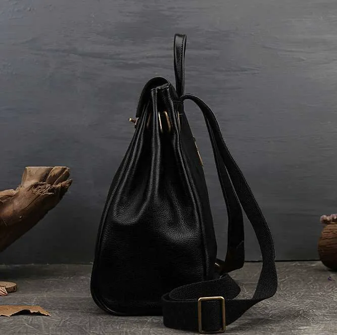 Sac à dos en cuir pour femme, sac de grande capacité, design rétro, tendance, loisirs, cuir de vache_voghion.com