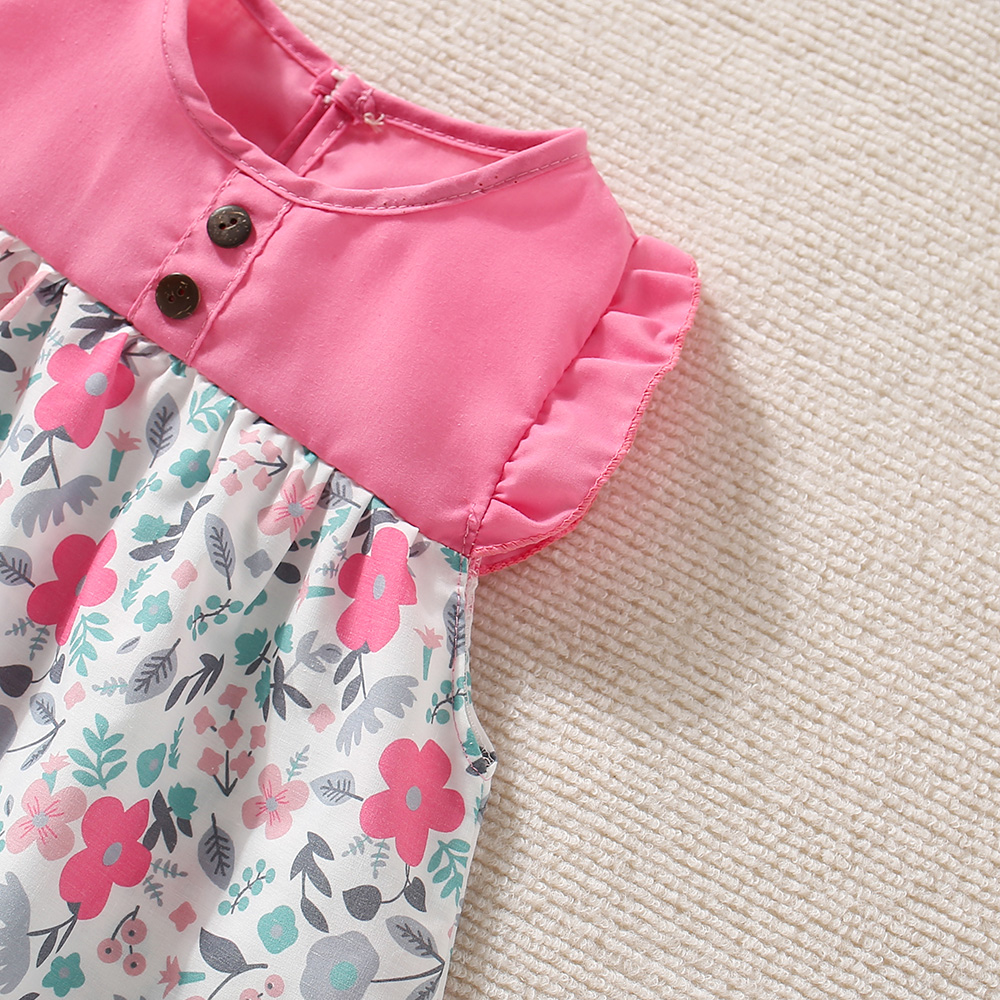 Neugeborenes Mädchen Kleid mit Blumenmuster im Urlaubsstil Kleid für Kinder mit Hut_voghion.com