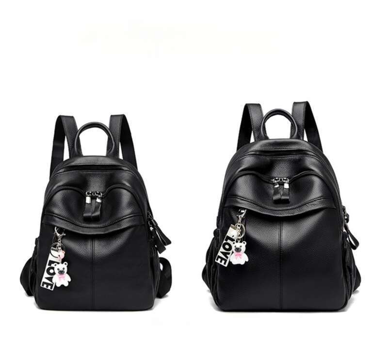 Nova bolsa de couro feminina com pingente de urso e ombro duplo, grande capacidade_voghion.com