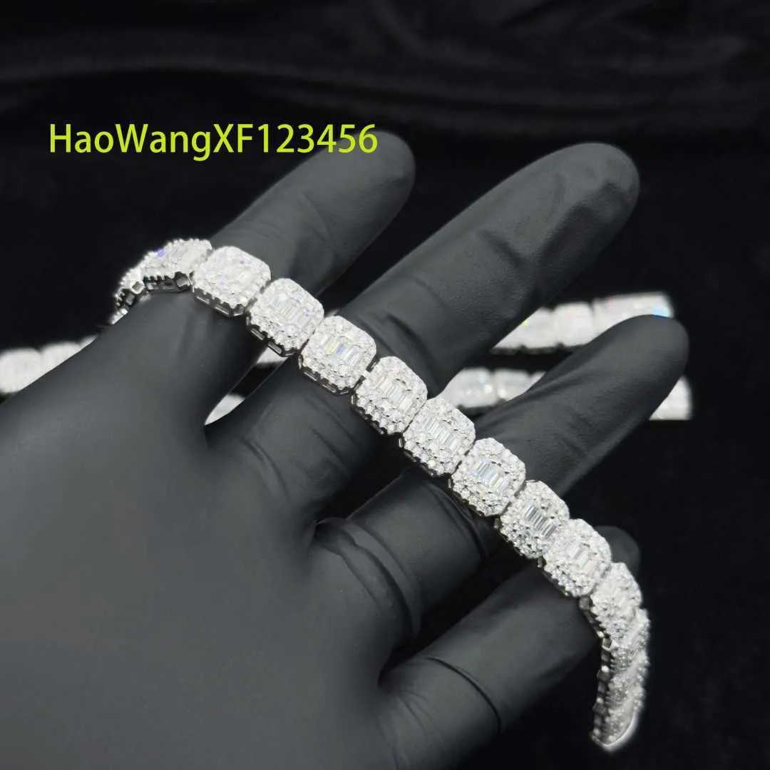 Forgylt mote-smykker Body 10mm/12mm sier Moissanite Hiphop armbånd halskjede med firkantet tenniskjede_voghion.com