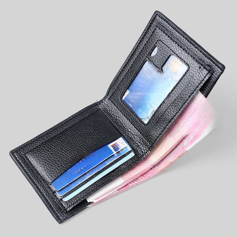Portefeuille court avec fermeture éclair, portefeuille horizontal pour homme, portefeuille mince pour étudiant, portefeuille simple en cuir PU_voghion.com