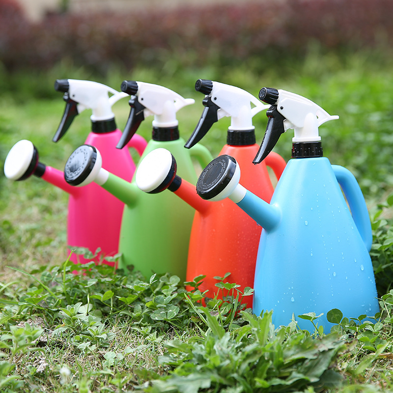 2 In 1 Plastic Watering Can Indoor Garden Plants Pressure Spray Water Kettle Adjustable Sprayer 1L_voghion.com