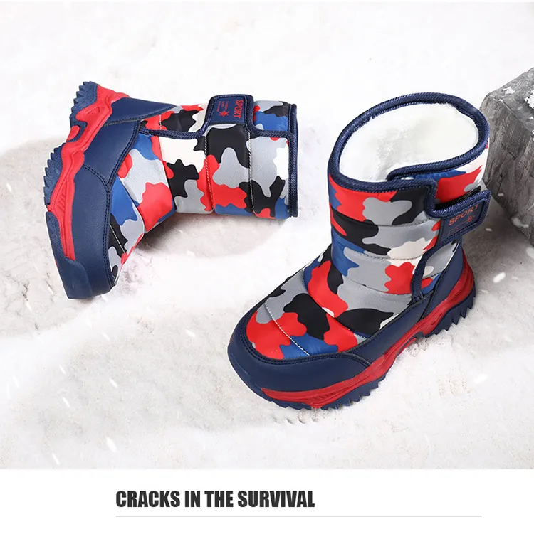 Bambini Neve 2024 Inverno Nuovo Ragazzi Antiscivolo Impermeabile Stivali Ragazze Cashmere Spesso Cotone Caldo Scarpe Taglie US9C-US6Y_voghion.com