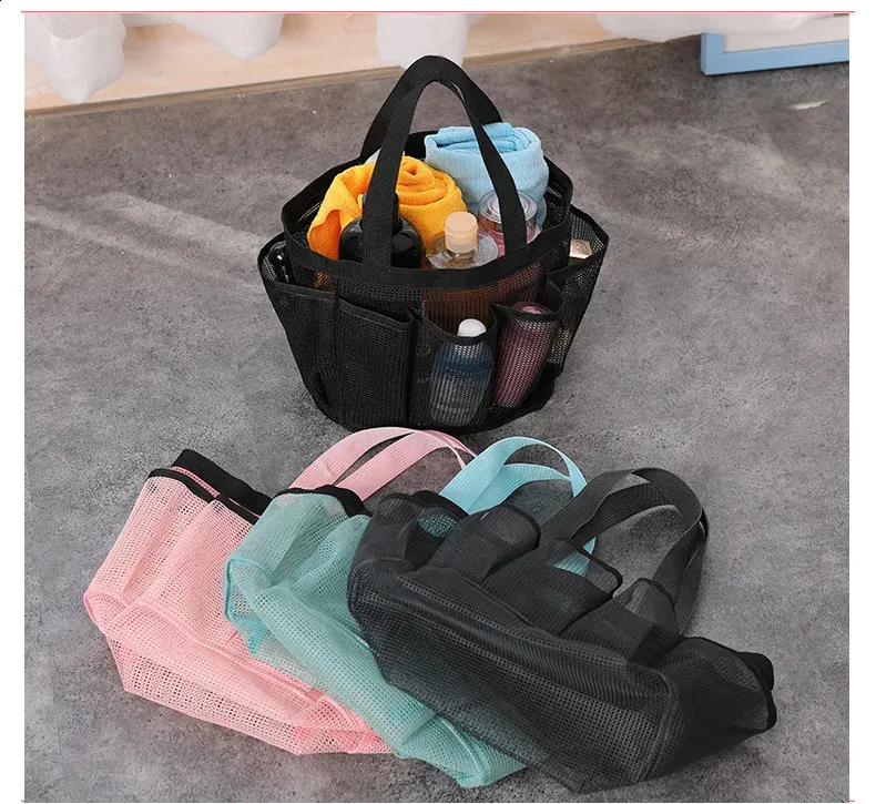 1 sac de voyage pour femme, grande capacité, noir, en maille, pour maquillage, trousse de toilette, organisateur de lavage, étui portable_voghion.com