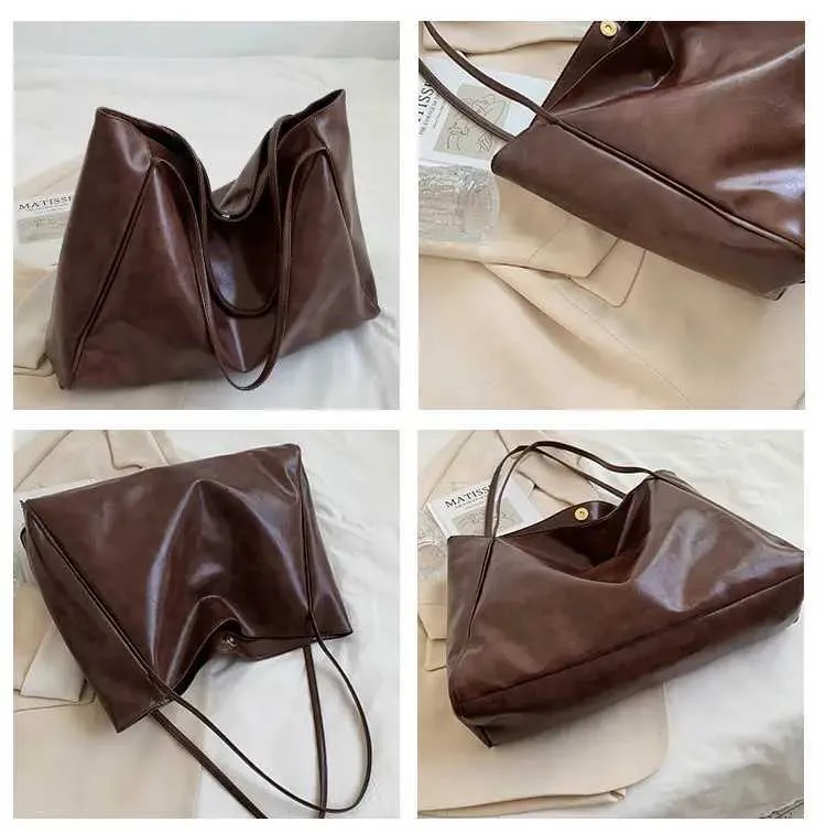 Vintage Red Womens Athletic Casual Fashion Large Capacity Leather Shoulder Bag Shopper Haruku Simple Handbag SacC241106_voghion.com