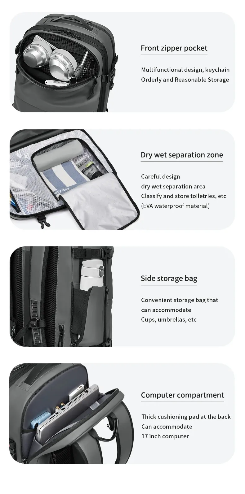 Men Travel vacuum compression 17 inch Laptop Business Large Capacity school Backpack Expanded Hiking backpack 241115_voghion.com