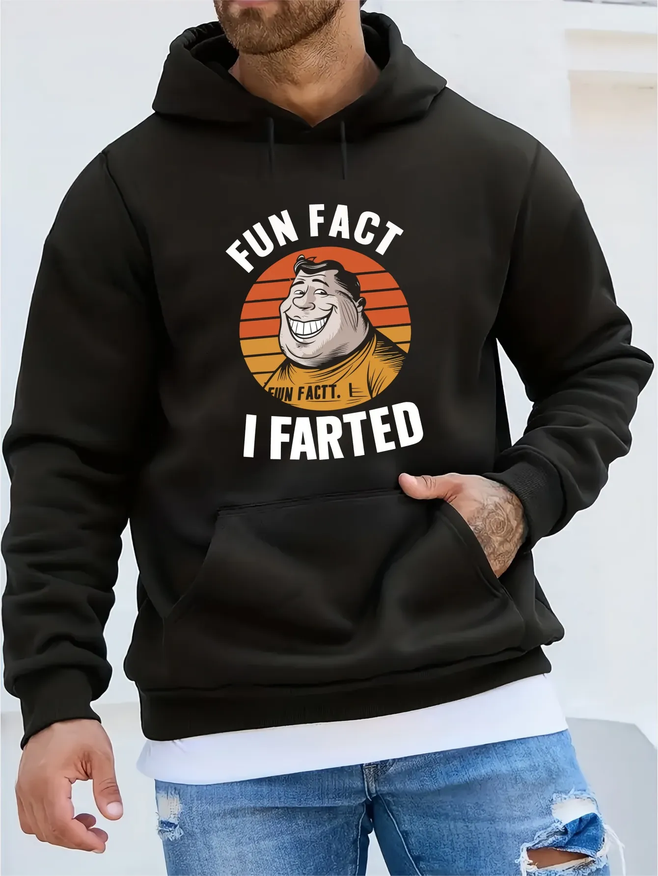 ΕΝΔΙΑΦΕΡΟΝ ΓΕΓΟΝΟΣ I FARTED Στάμπα Ανδρική Άνετη, Ευέλικτη Φούτερ με Κουκούλα και Μακριά Μανίκια, Τσέπες, Μοντέρνα Ρούχα για Άνδρες σε Εξωτερική Χρήση_voghion.com
