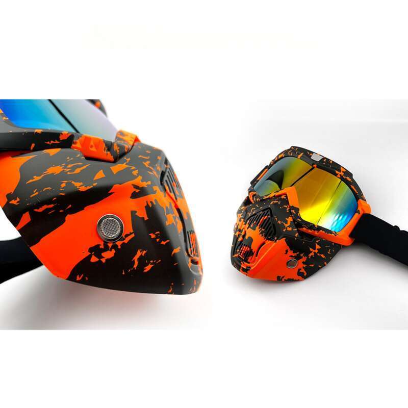 Motosiklet Kar UV400 Açık Hava Bisiklet Erkekler Rüzgar Geçirmez Kum Gözlüğü Kask Yüz Maskesi_voghion.com