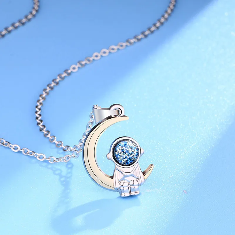 Anhänger Halsketten Paar Paar Halskette Astronaut Mondform Schmuck Geschenk für Liebhaber Gut aussehender LoverPendant_voghion.com
