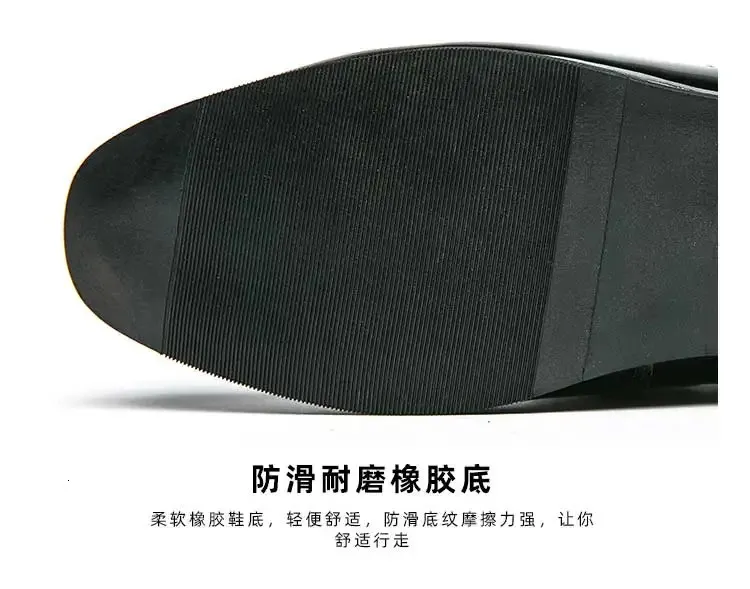 Black Loafers Slip-On Round Toe Fashion Mens Dress Wedding Shoes for Men Size 38-47 240703_voghion.com