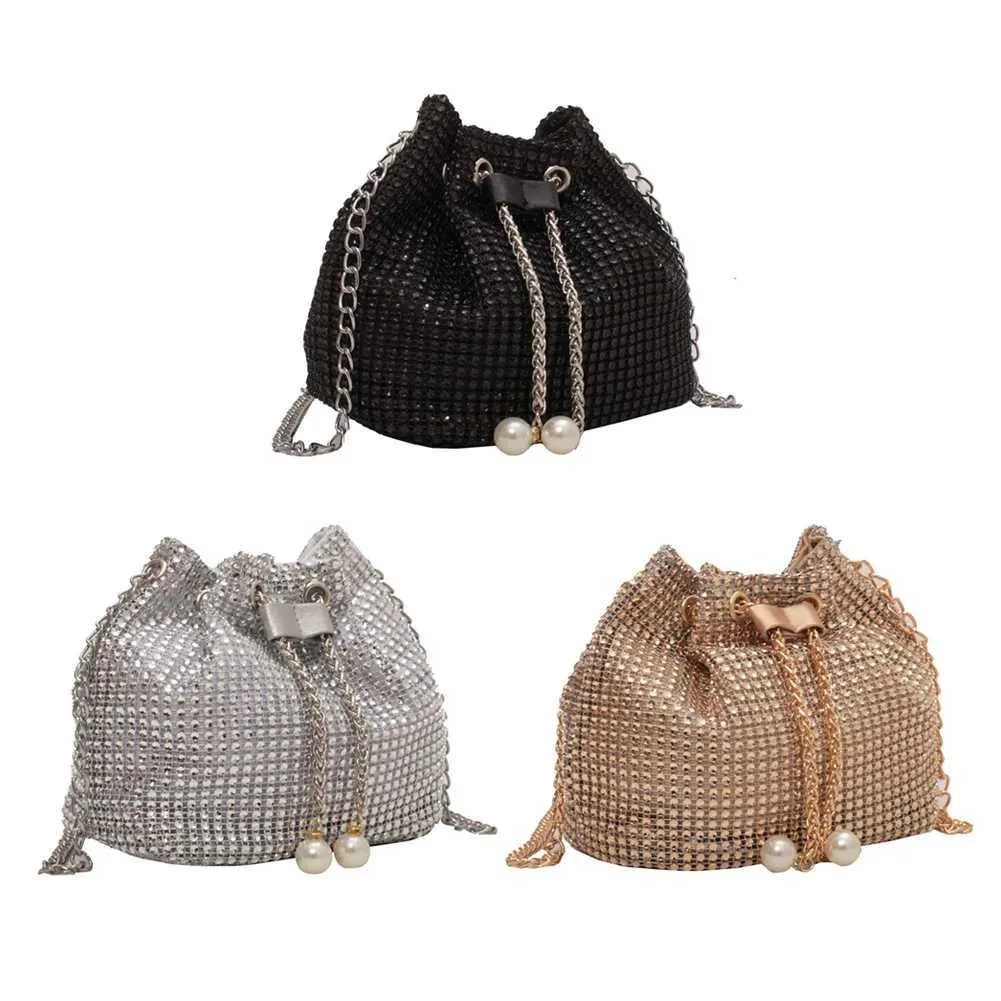 Moda Rhie Handbags Shiny Dia Bucket Wedding Party Shoulder Underarm Bag per le donne Shoppin241211_voghion.com