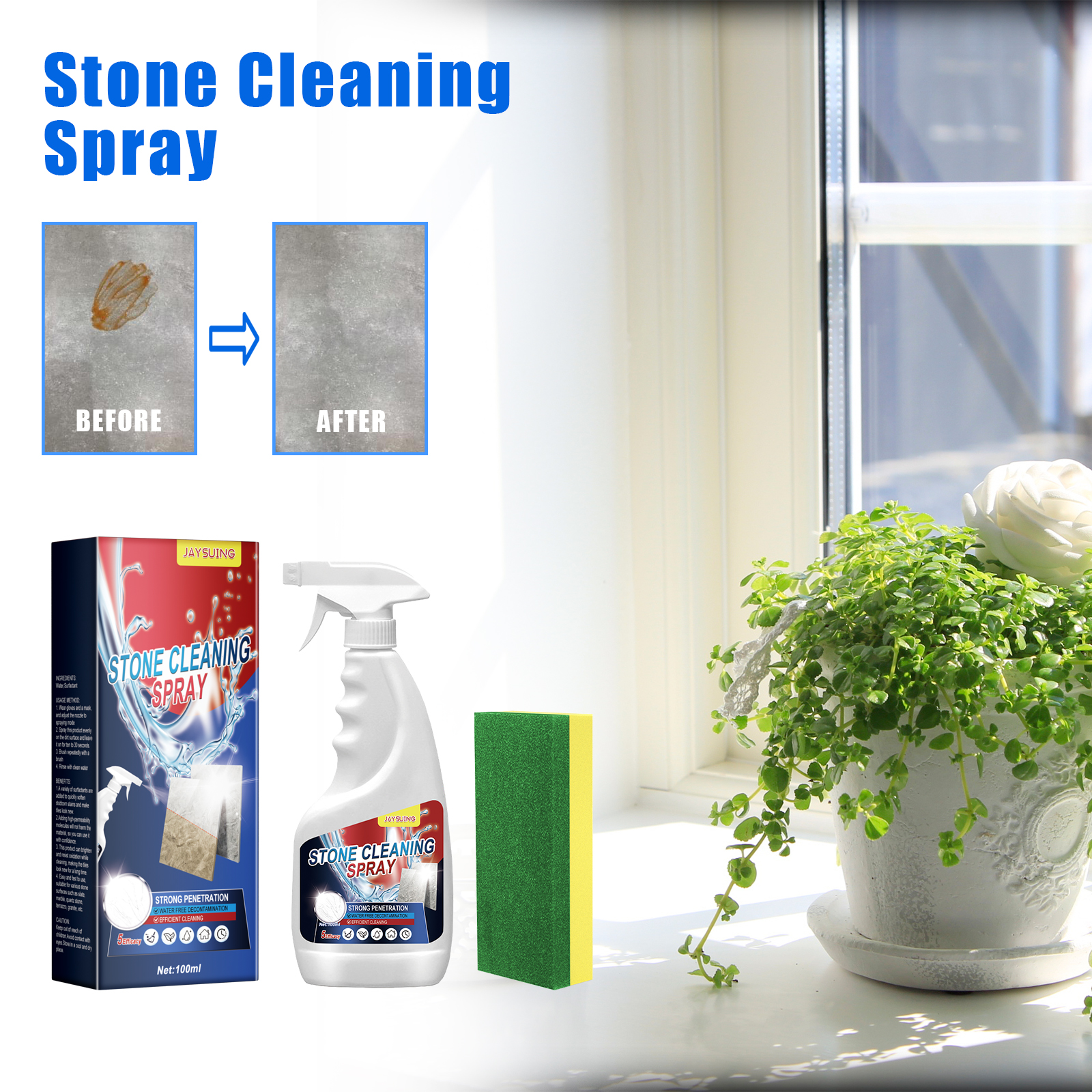 Jaysuing Stone Cleaning Spray, Domestic Kitchen Marble Tile Decontamination Repair Scratch Cleaner_voghion.com