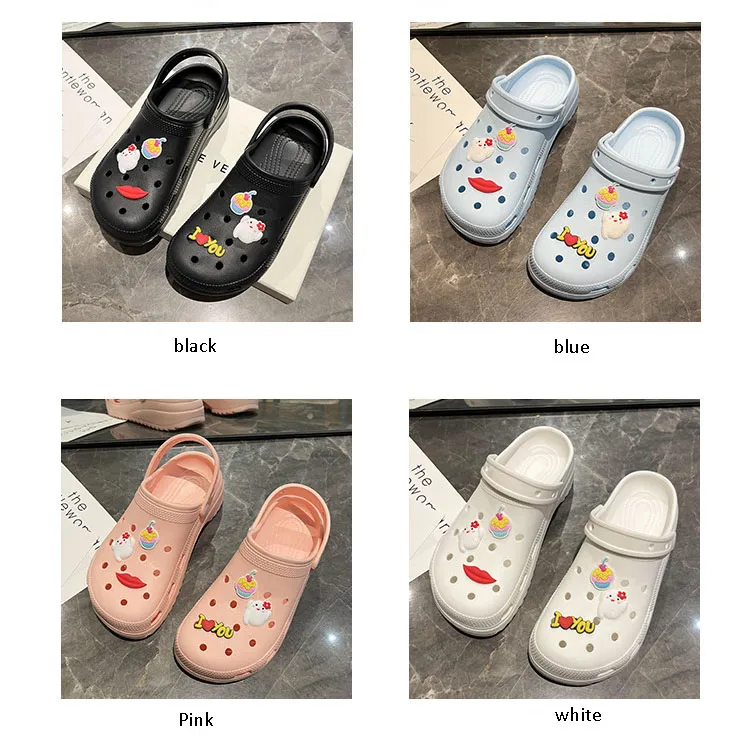 New Thick Sole 2024 Summer Cute Beach Hole Shoes with Feet Feeg Cool Bathroom Anti slip and Odor Prevention Free_voghion.com
