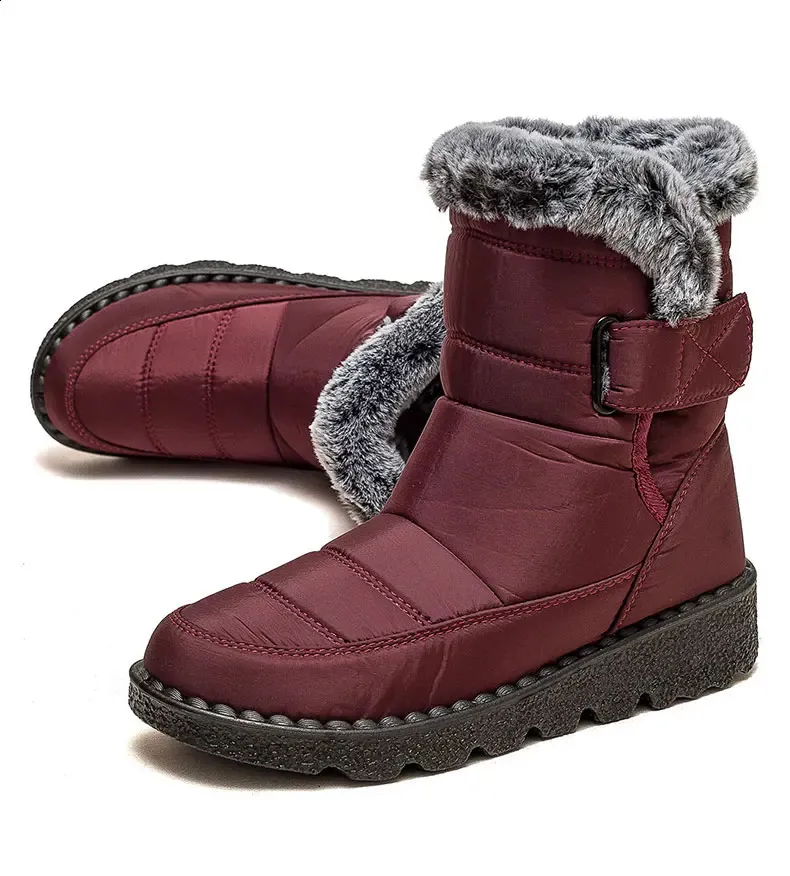 Women Fur For Woman Ankle Winter Botas Mujer Trend Low Heels Snow Boots Platform Shoes Female 240830_voghion.com