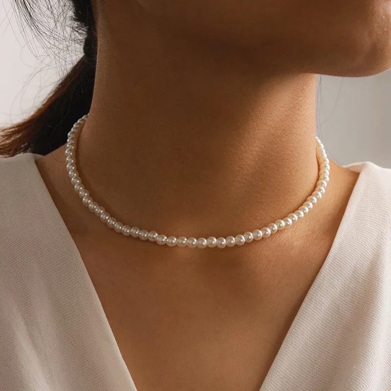 Anhänger Halsketten Einfache Perlenkette Choker Halskette Kristallblatt Quaste Für Frauen Mode Sex Schmuck Prom_voghion.com
