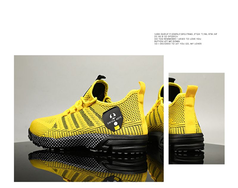 Scarpe da corsa da uomo in tessuto volante traspirante slip-on con suola spessa, semplici, in tinta unita, con rete pigra_voghion.com