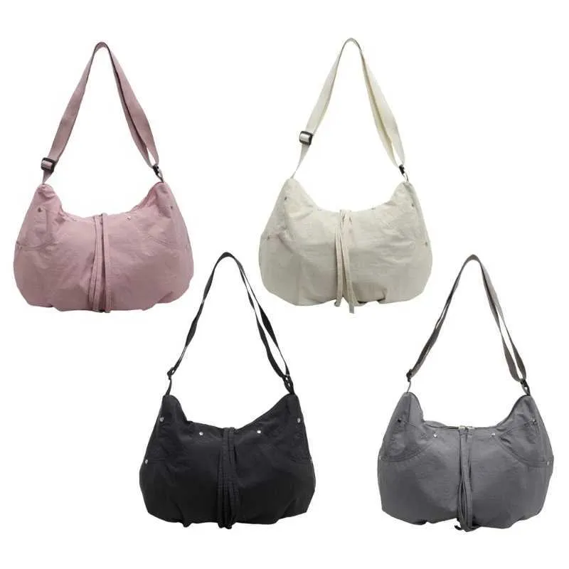 Borsa a tracolla casual alla moda di grande capacità, pratica borsa a tracolla in nylon con tracolla regolabile singola per le donne C241214_voghion.com