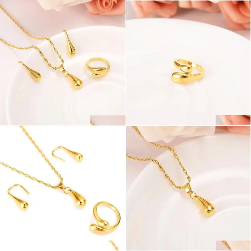Set di gioielli a goccia in oro gold filled con pendente e orecchini_voghion.com