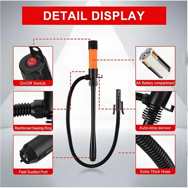 Pompa elettrica portatile per olio con tubo flessibile da 90 cm per un facile trasferimento del liquido_voghion.com