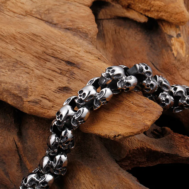 Skull Skeleton Link Chain Bracelet Stainless Steel For Men_voghion.com