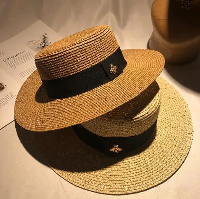 Stylisher Strohhut Für Damen Und Herren Designer Bienen Applikation_voghion.com