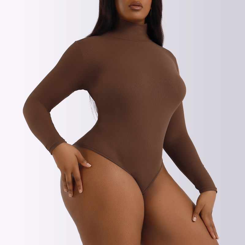 Tuta a maniche lunghe con collo alto e fondo a camicia da donna autunno e inverno_voghion.com