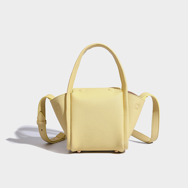 2024 Summer New High end Texture Soft Leather Vegetable Basket Unique Handheld Bucket Bag, Single Shoulder Crossbody Bag_voghion.com