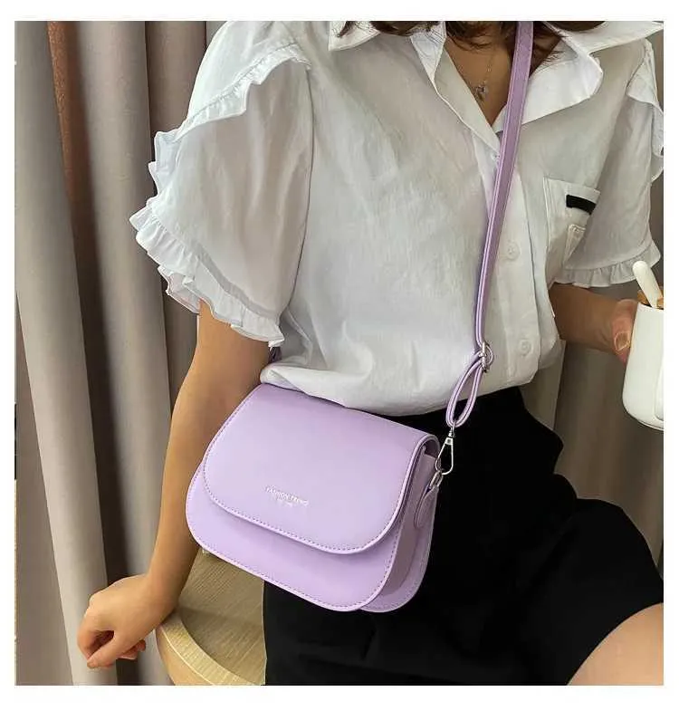 Sac à bandoulière tendance en cuir PU pour femme, sacoche à rabat de couleur unie, simple, à la mode, pochette C241021_voghion.com