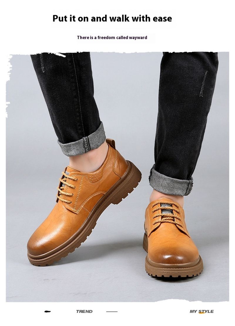 Tendenza autunno inverno in vera pelle, scarpe da lavoro e da tempo libero, edizione coreana, scarpe basse britanniche con testa grande_voghion.com