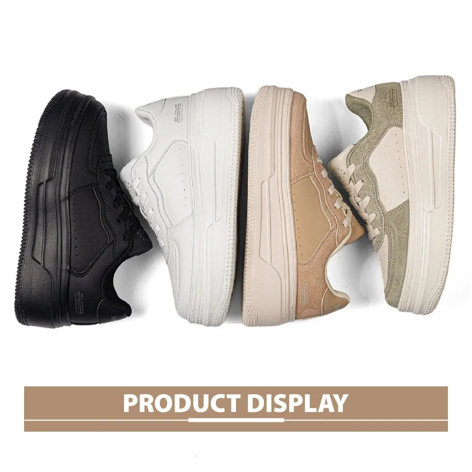 Platform Sneakers For Women Comfortable White Leather Skate Shoes_voghion.com