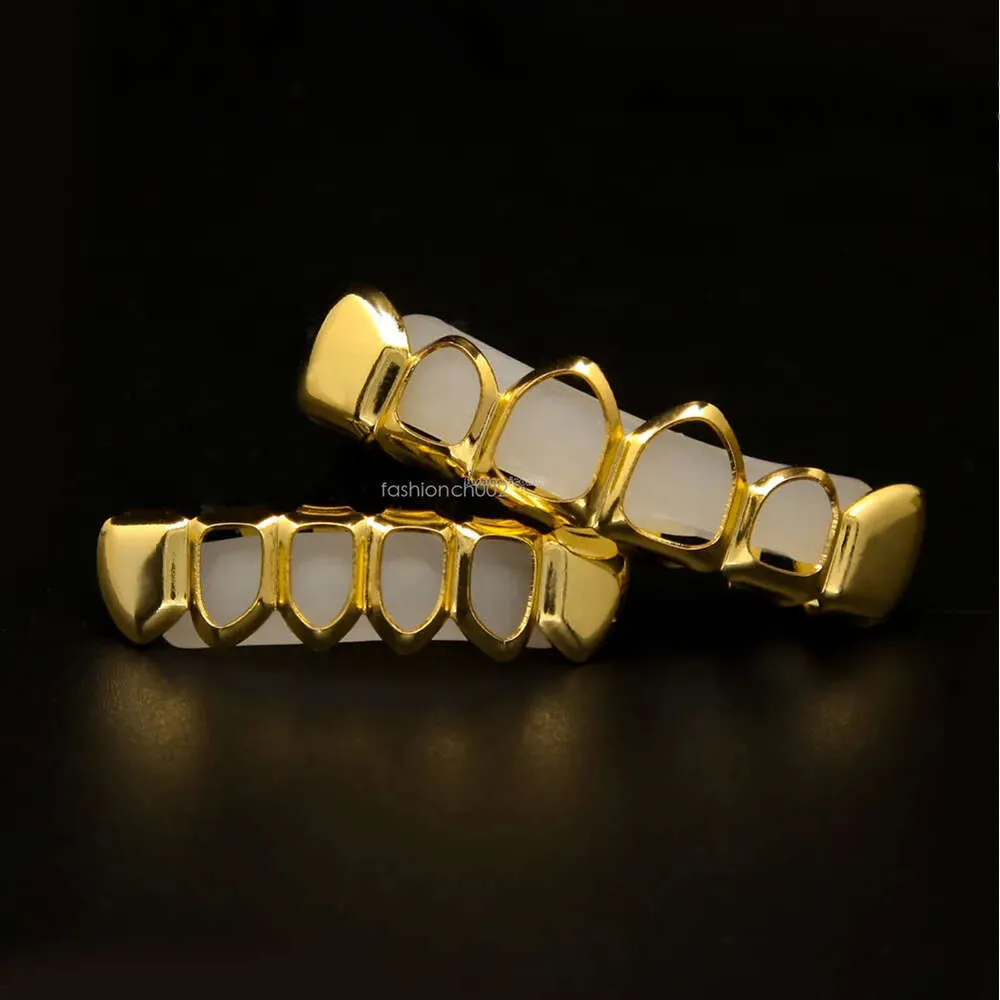 Bio Copper Hour Hollow Gold Plated Hip Hop Jewelry Teeth Grillz Caps Top & Bottom Golden Grills Set Tooth Socket Partyy_voghion.com
