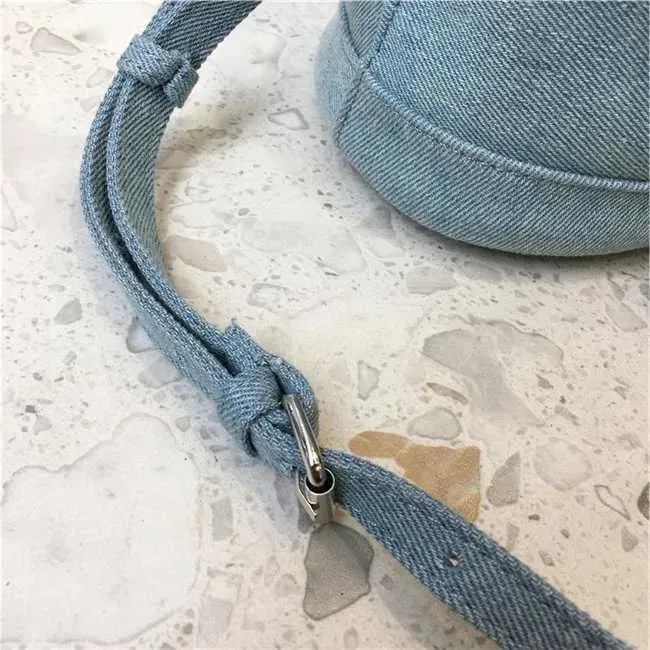 Women Fashion Denim Bucket Solid String Handbags Casual Mini Crossbody Bags Female All-matched Messenger PackC241212_voghion.com