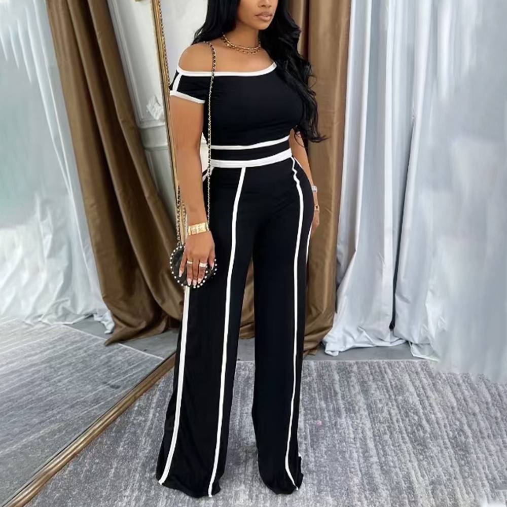 Women's Clothing Casual One Shoulder Slim Fit Sexy Sports Style Trousers Niche Suit