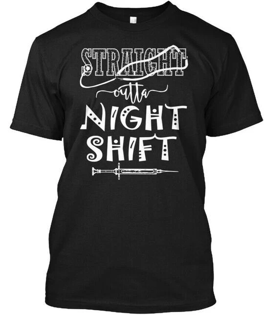 T-shirt straight outta night shift uomo e donna in cotone_voghion.com
