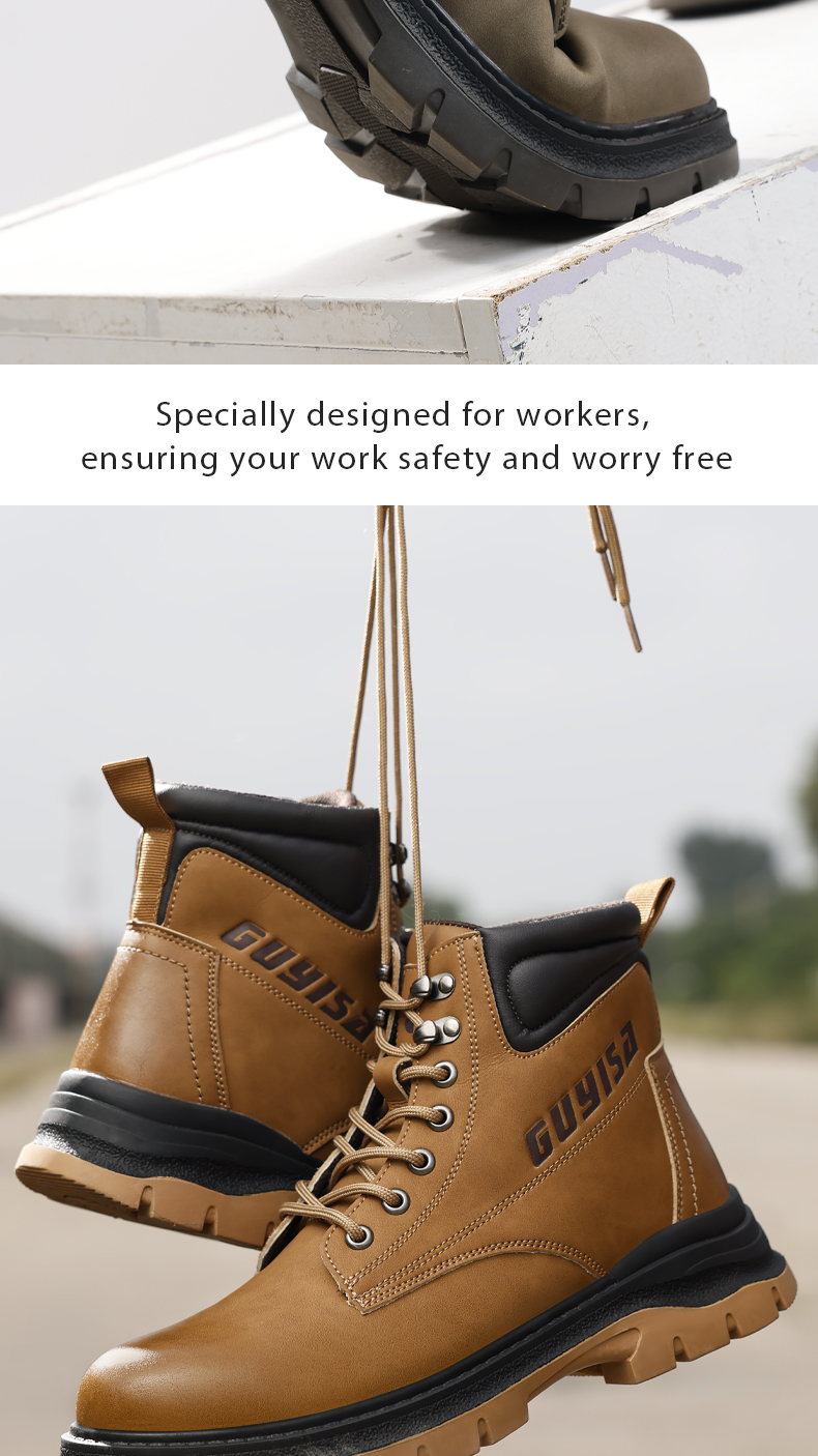 GUYISA Scarpe antinfortunistiche alte con punta in acciaio, impermeabili, antiscivolo, verde oliva 39-45 F063_voghion.com