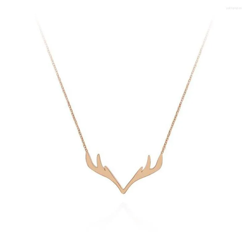 Pendant Necklaces Simple Christmas Deer Antlers Nimble Lucky Love Heart Mother's Day Animal Necklace Woman Girl Wedding_voghion.com