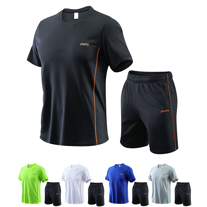 Men's Clothing Sports Suit Men's Summer Fitness Short Sleeved T Shirt Shorts Men's Quick Drying Clothes Running Loose Casual Sportswear