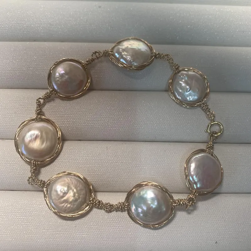 Link Bracelets Natural Pearls Have Very Good Gloss. White And Gray Baroque Retro Designer's Works By Postage_voghion.com