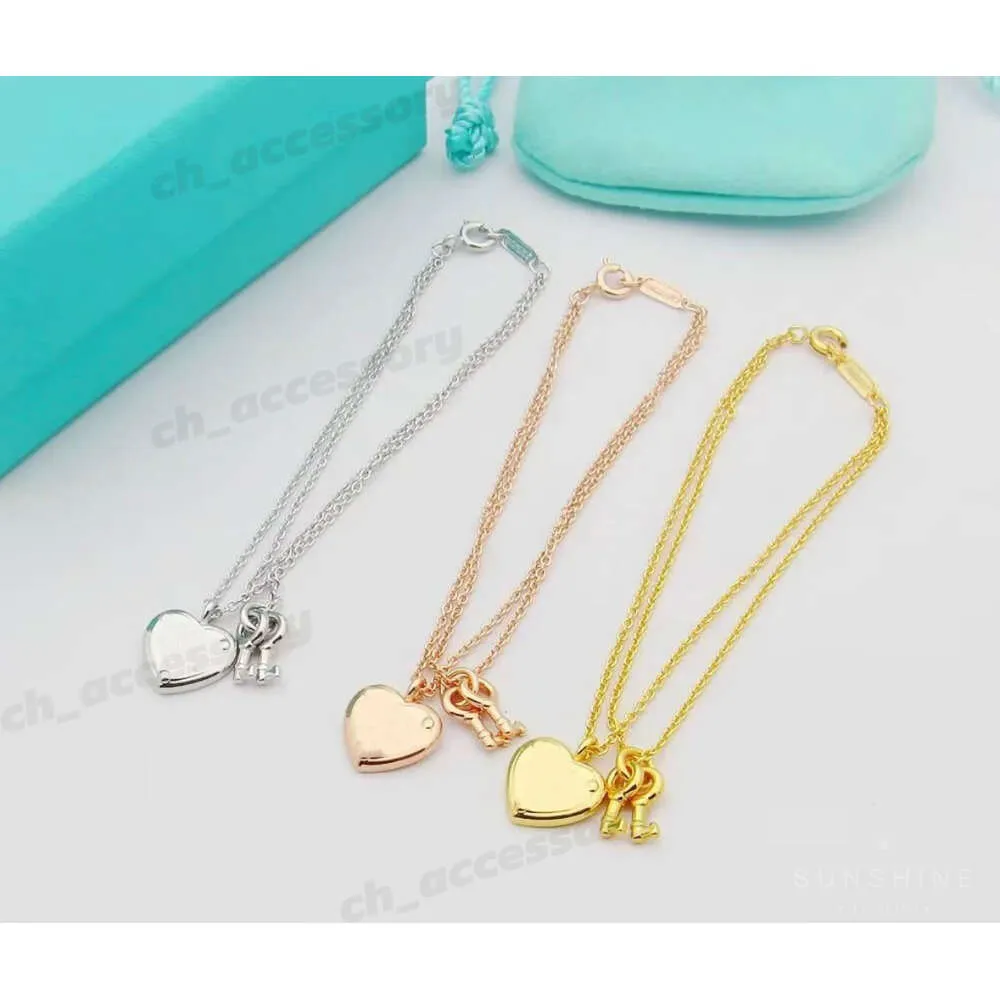 Gold S Sier bracelets Designer Women jewelry Necklace High Edition Lock heart shaped bracelet Sterling Heart Coll with_voghion.com