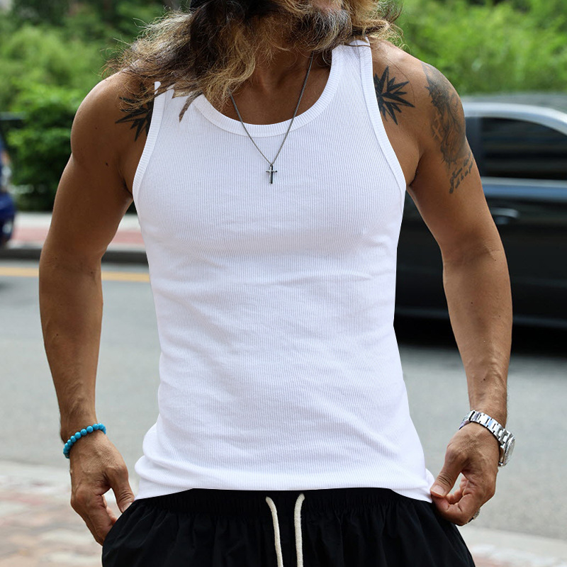 24 New American Herren Tank Top Slim Fit Freizeit Sport Herren Frühjahr/Sommer Unterteil Thread Tank Top_voghion.com