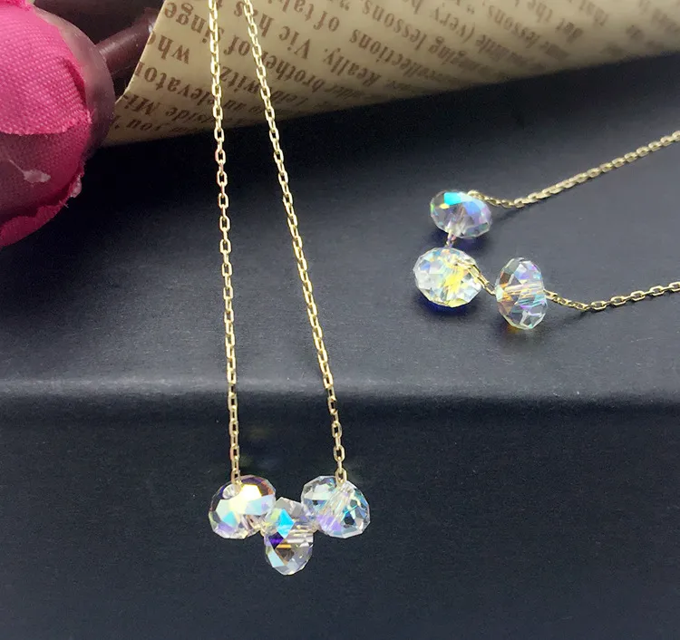 Chains Gold Color Colorful Oval Beads Fancy Stone Pendant Necklace Crystals From Austria For Women Trendy Chain Choker_voghion.com