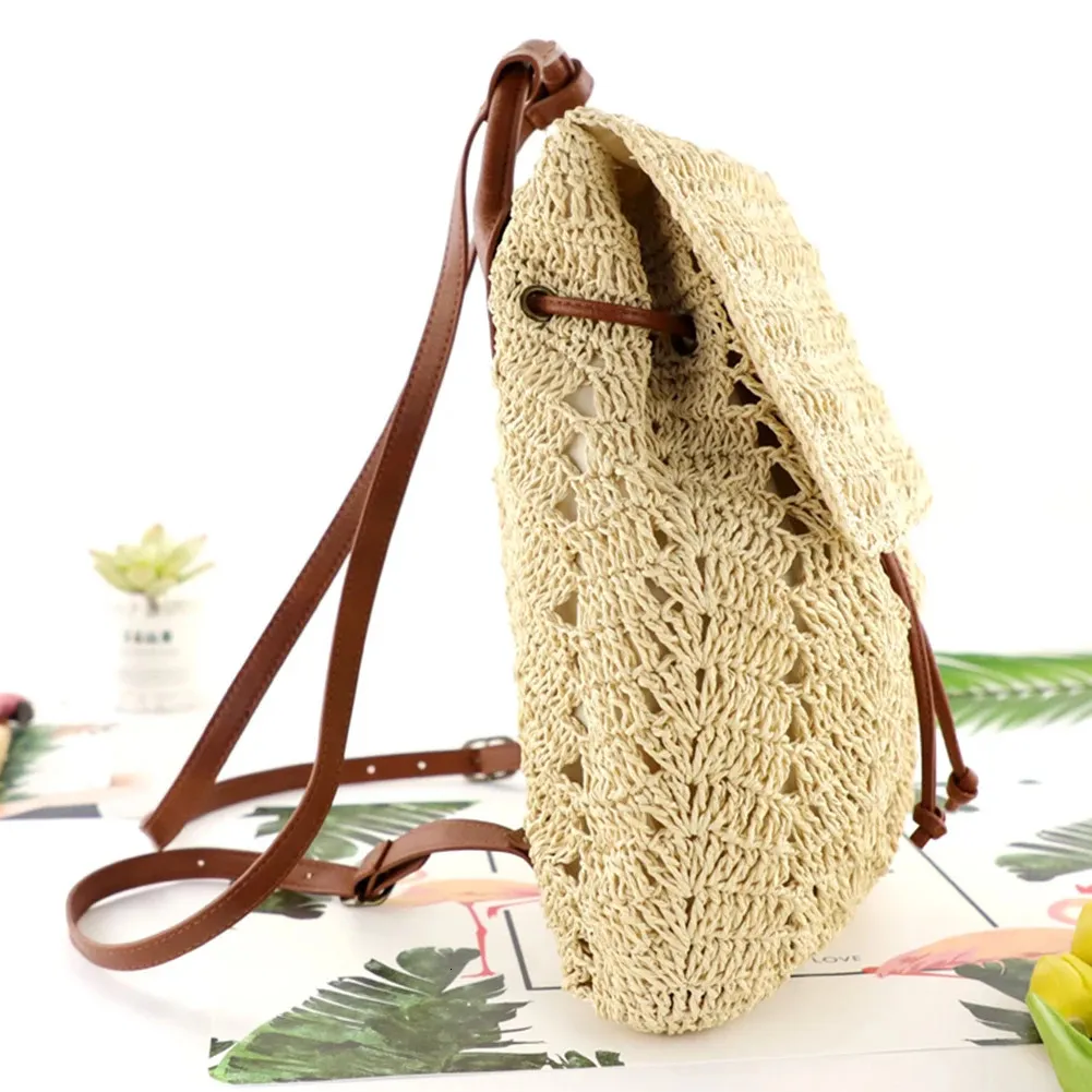 Borsa a tracolla in paglia estiva da donna Boho Bohemian Hollow Hobo Borse da viaggio all'uncinetto per donna Zaino da spiaggia lavorato a maglia 240808_voghion.com