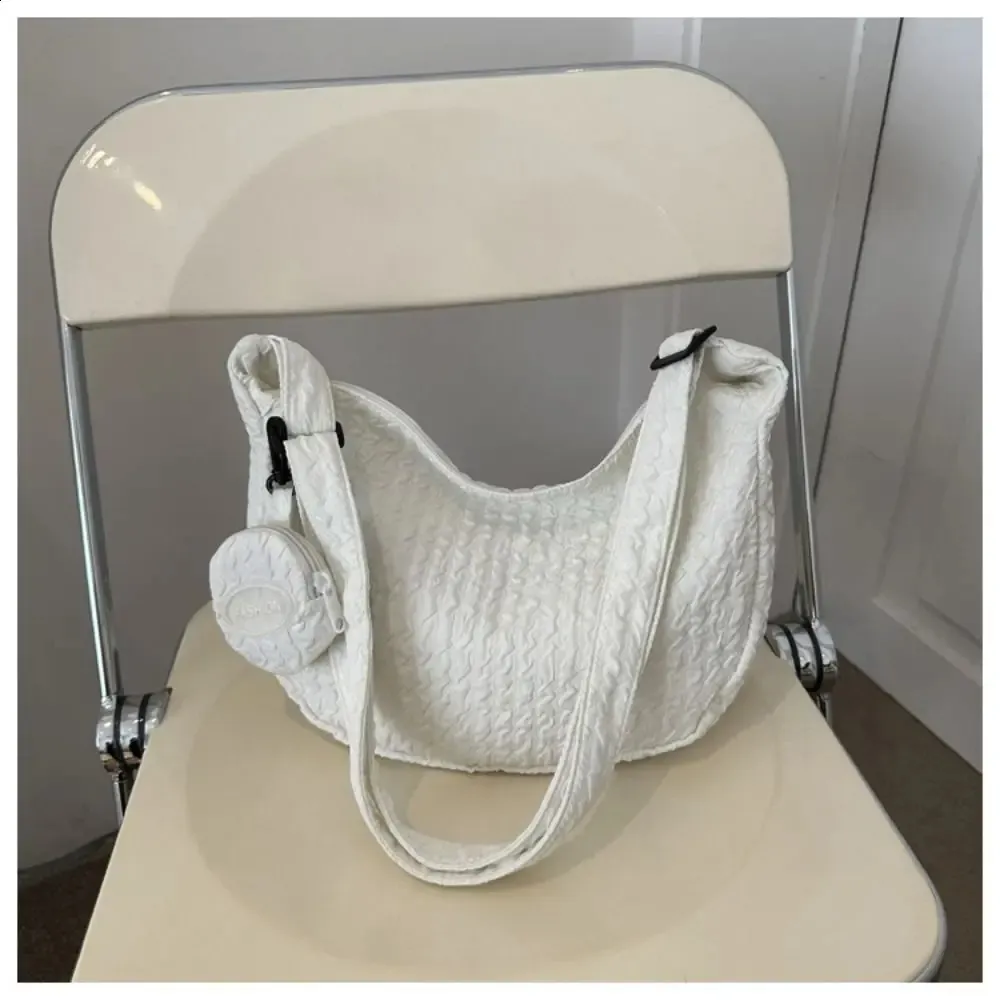 Ruched Crossbody Shoulder Bag For Women Nylon Pleated Satchel_voghion.com