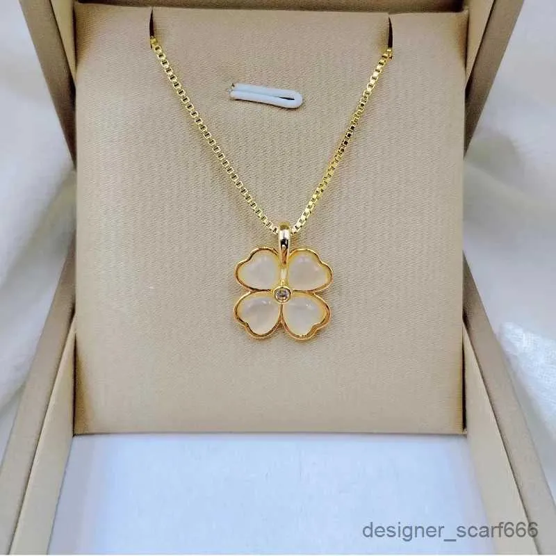 Halsketten Mode süße und schöne Blume herzförmige Halskette Katzenauge exquisite Edelstahl-Schlüsselbeinkette_voghion.com