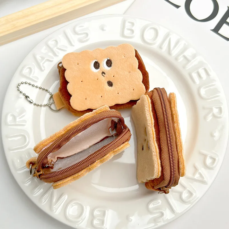 Kawai Biscuit Coin Bags Headphone Organizer Key Cards Storage Bag Kid Schoolbag Pendant_voghion.com