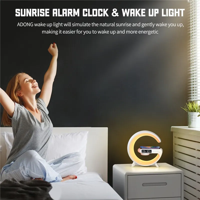 Mini Multifunction Wireless Charger Pad Stand Speaker TF RGB Night Light Fast Charging Station For IPhone Samsung Xiaomi_voghion.com