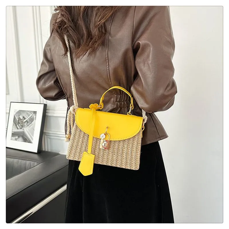 Borsa a tracolla singola in tessuto con trama premium quadrata piccola, con spedizione gratuita, 2025, nuova moda per pendolari_voghion.com